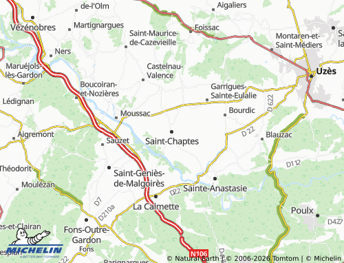 MICHELIN Saint-Chaptes map - ViaMichelin