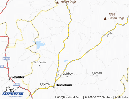MICHELIN Tekkekızıllar map - ViaMichelin