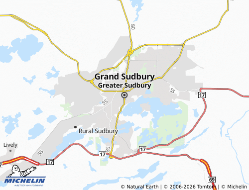 Kaart MICHELIN Greater Sudbury - ViaMichelin