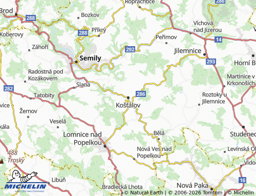 MICHELIN Košťálov map - ViaMichelin