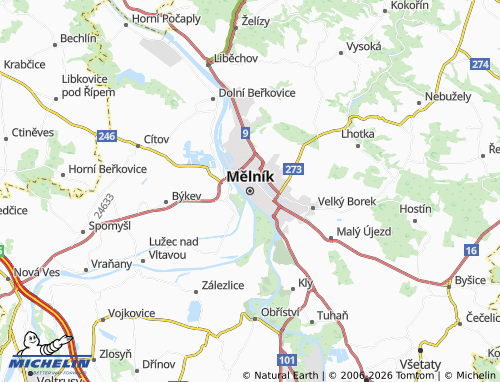 Kaart MICHELIN Mělník - ViaMichelin