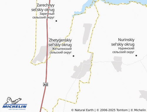 MICHELIN Zhetygenskiy sel'skiy okrug map - ViaMichelin