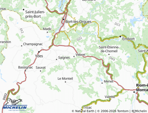Carte MICHELIN Vebret - ViaMichelin