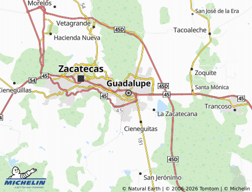 Mapa MICHELIN Guadalupe Moderno - ViaMichelin