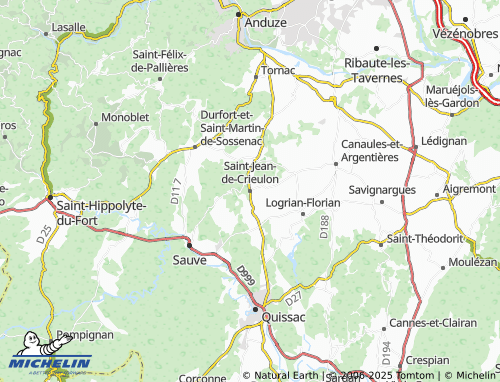 Carte MICHELIN Saint-Jean-de-Crieulon - ViaMichelin