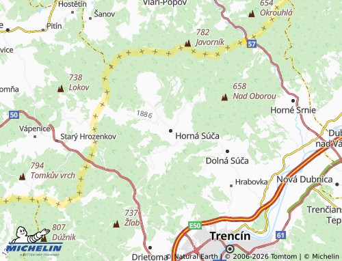 MICHELIN Horná Súča map - ViaMichelin