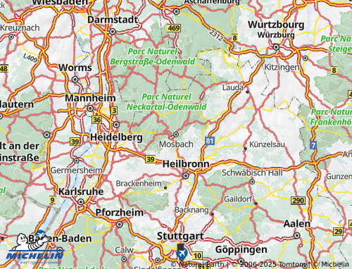 MICHELIN Neckar-Odenwald-Kreis map - ViaMichelin