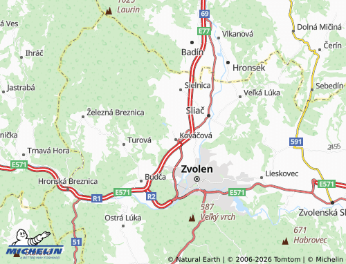 MICHELIN-Landkarte Kováčová-kúpele - ViaMichelin