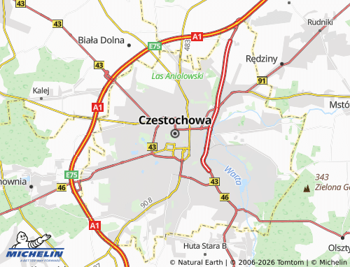 MICHELIN Czestochowa map - ViaMichelin