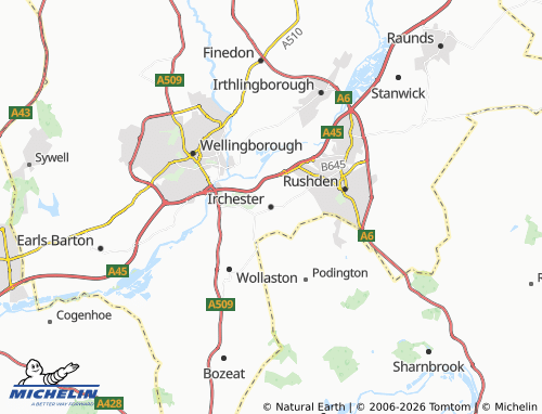 Carte MICHELIN Irchester - ViaMichelin