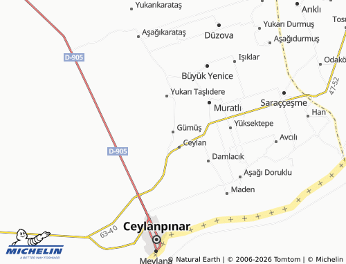 MICHELIN Gümüş map - ViaMichelin