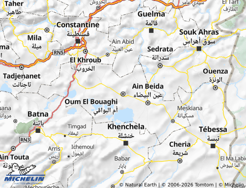 Carte MICHELIN Oum El Bouaghi - ViaMichelin