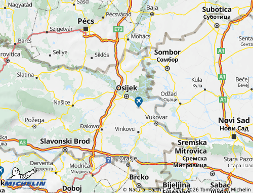 Kaart MICHELIN Osječko-baranjska - ViaMichelin