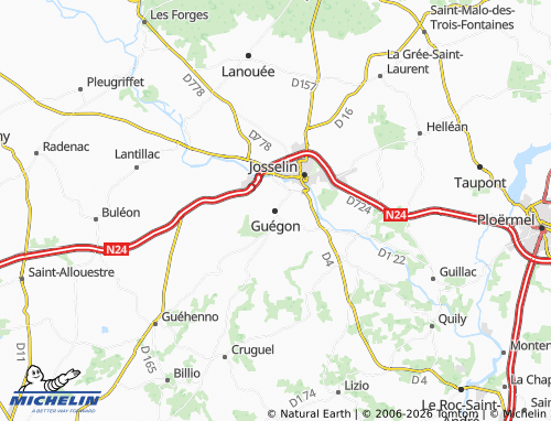 MICHELIN Guégon map - ViaMichelin
