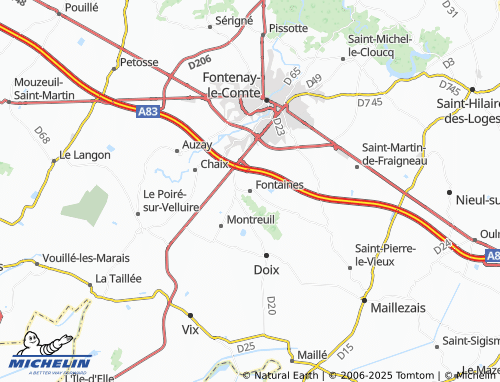 MICHELIN Fontaines map - ViaMichelin