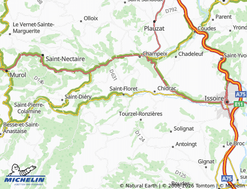 Carte MICHELIN Saint-Floret - ViaMichelin