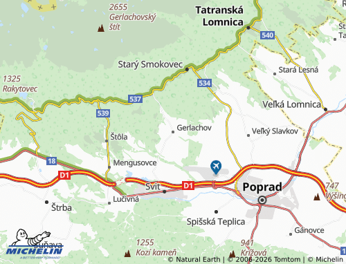 Kaart MICHELIN Gerlachov - ViaMichelin