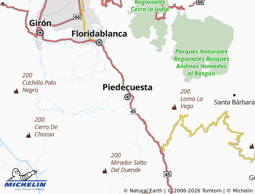 Carte MICHELIN Piedecuesta - ViaMichelin