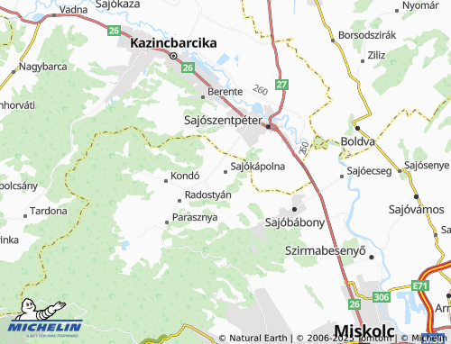 MICHELIN Sajókápolna map - ViaMichelin