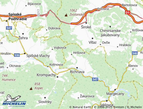 MICHELIN Hrišovce map - ViaMichelin