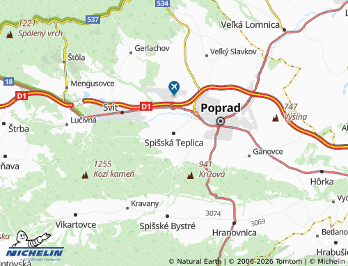 MICHELIN Spišská Teplica map - ViaMichelin