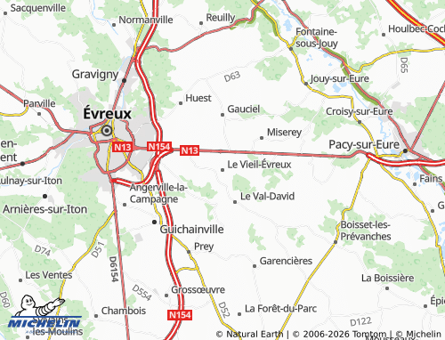 MICHELIN Le Vieil-Évreux map - ViaMichelin
