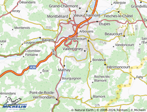 MICHELIN Mandeure map - ViaMichelin