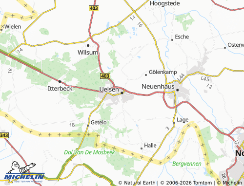 MICHELIN Uelsen map - ViaMichelin