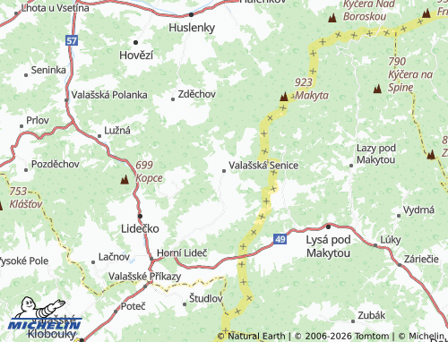 Mappa MICHELIN Valašská Senice - ViaMichelin