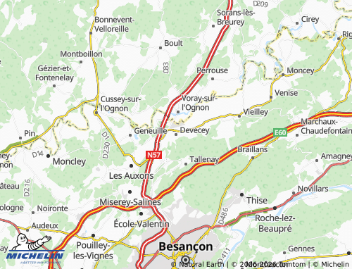 MICHELIN Devecey map - ViaMichelin