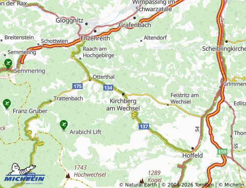 Mapa MICHELIN Kirchberg am Wechsel - ViaMichelin