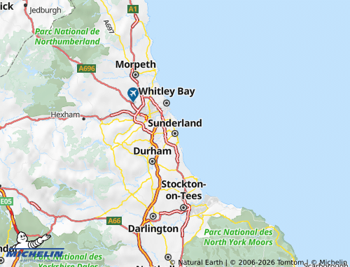 Carte MICHELIN Sunderland - ViaMichelin