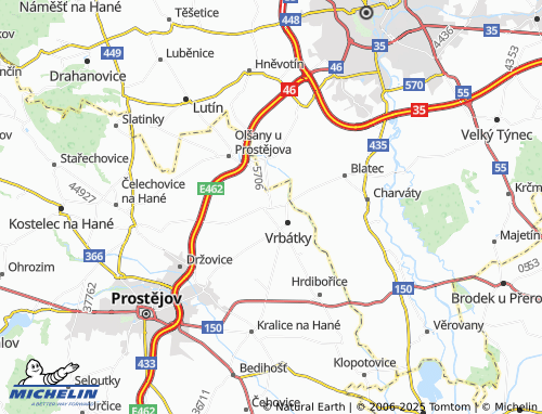 MICHELIN Dubany map - ViaMichelin