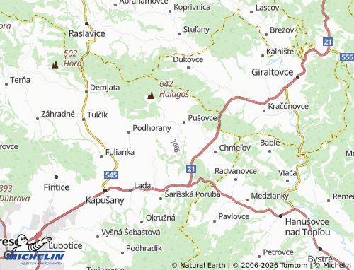 MICHELIN-Landkarte Čelovce - ViaMichelin