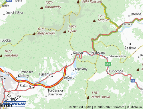 MICHELIN Šútovo map - ViaMichelin