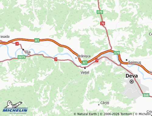 MICHELIN-Landkarte Brănișca - ViaMichelin