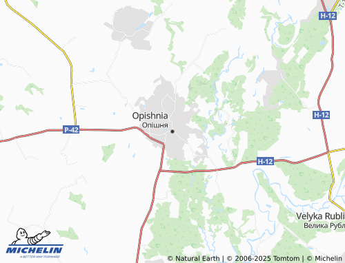 MICHELIN Opishnia map - ViaMichelin