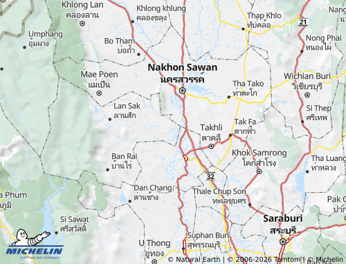 MICHELIN Uthai Thani Province map - ViaMichelin