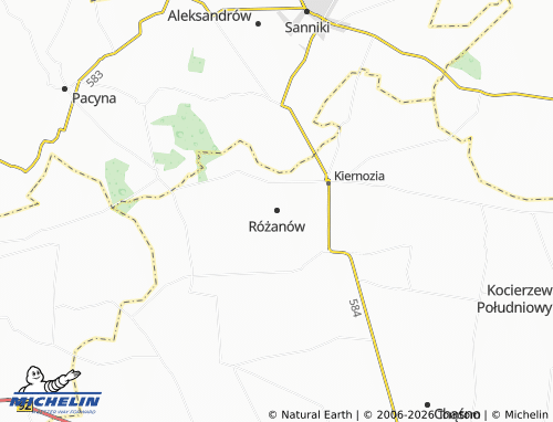 MICHELIN Różanów map - ViaMichelin