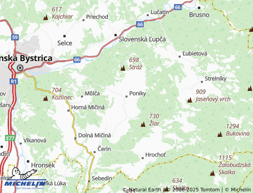 MICHELIN Poniky map - ViaMichelin