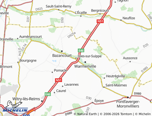 Mappa MICHELIN Isles-sur-Suippe - ViaMichelin