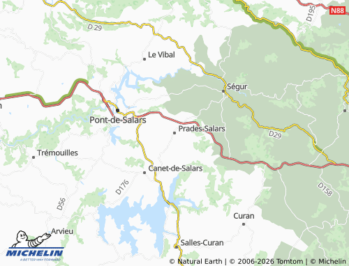 MICHELIN Prades-Salars map - ViaMichelin