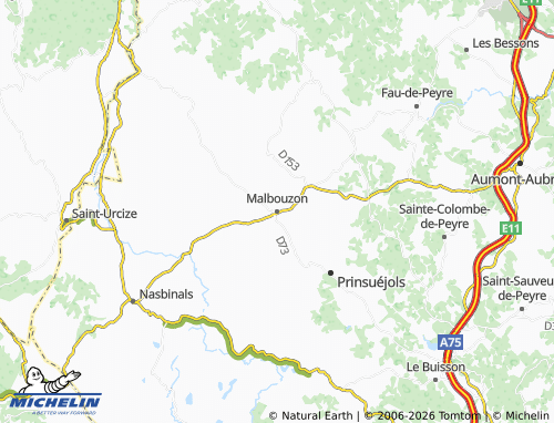 MICHELIN Malbouzon map - ViaMichelin