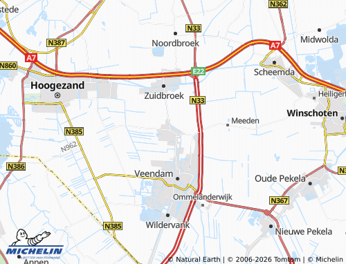 Kaart MICHELIN Muntendam - ViaMichelin