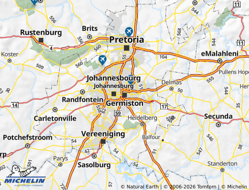 Mapa MICHELIN Ekurhuleni - ViaMichelin