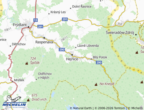 Mapa MICHELIN Hejnice - ViaMichelin