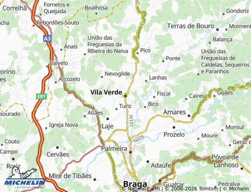 Mapa MICHELIN Vila Verde - ViaMichelin