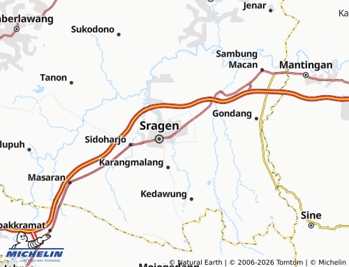 Carte MICHELIN Sragen Wetan - ViaMichelin