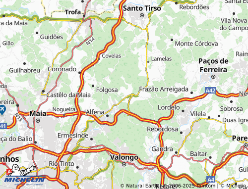 MICHELIN Água Longa map - ViaMichelin