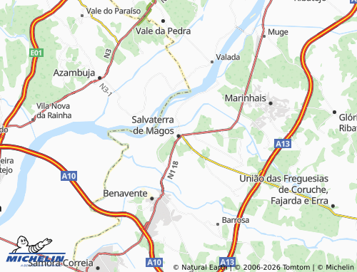 MICHELIN Salvaterra de Magos map - ViaMichelin